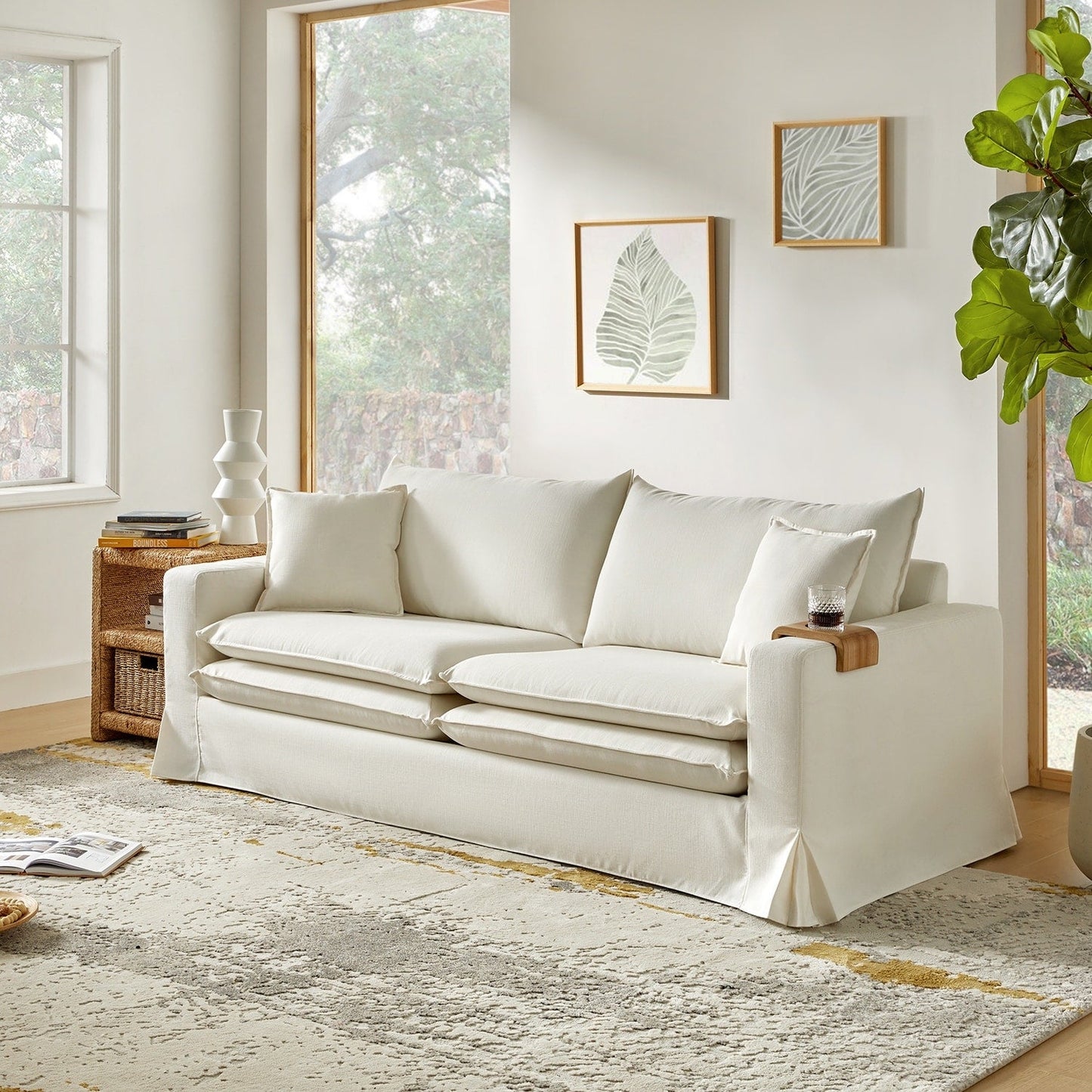 Canapé moderne Elias avec porte-gobelet et coussins réversibles par HULALA HOME