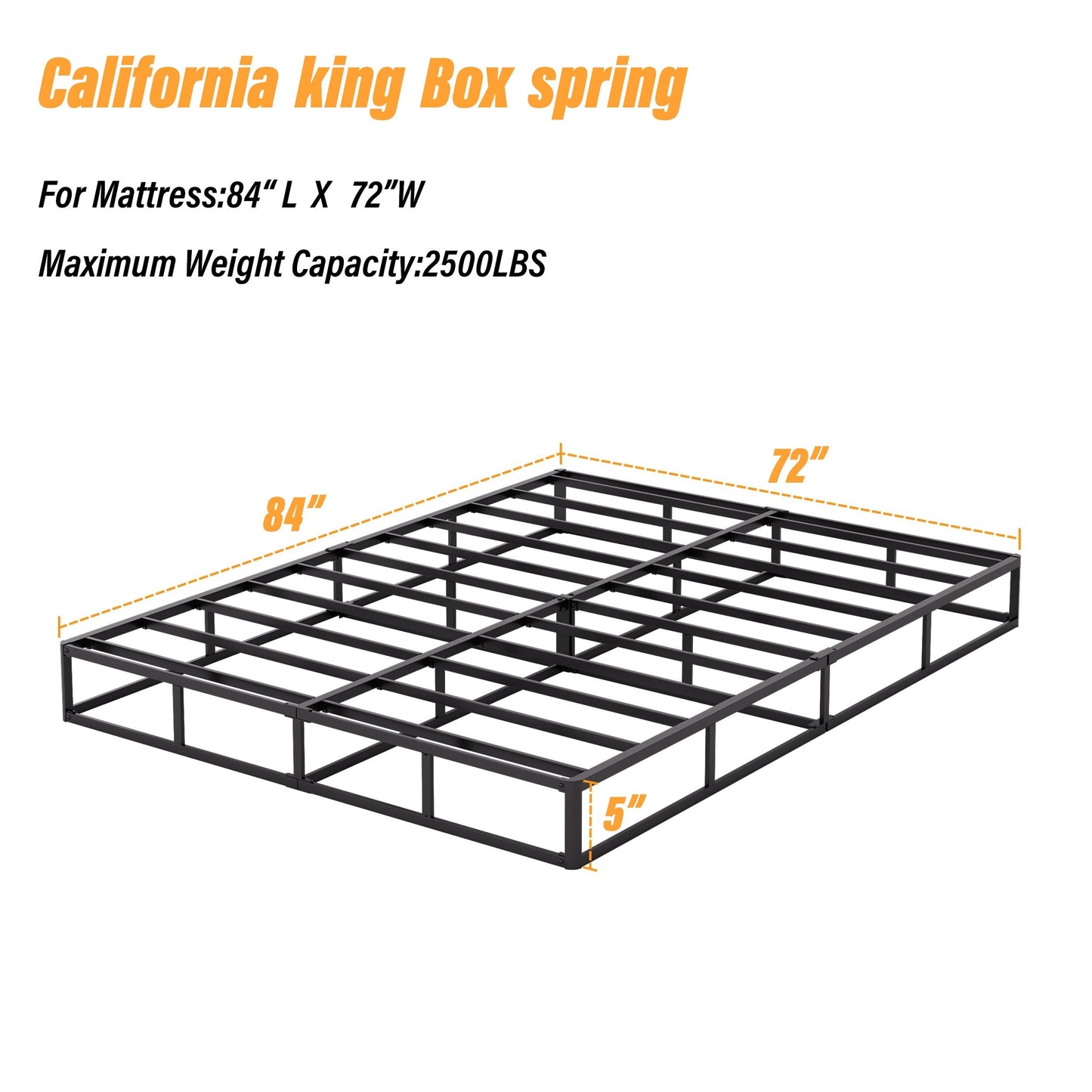 5 Inch Low Profile Metal Spring, Heavy Duty Structure with Grey Cover