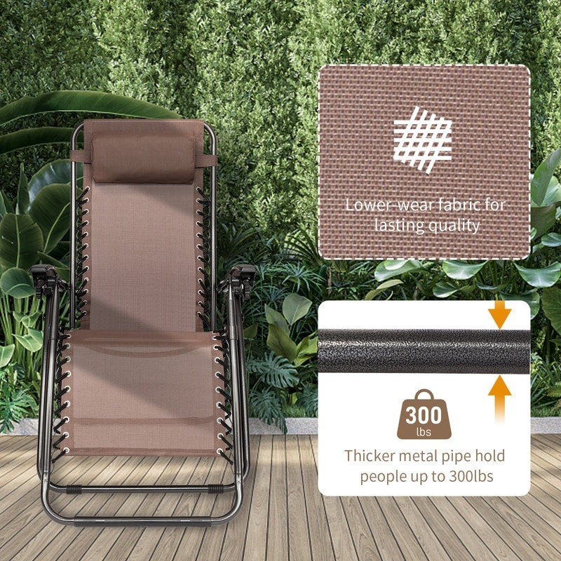 Outdoor Lawn Folding Zero Gravity Chaise Recliners (Set of 2)