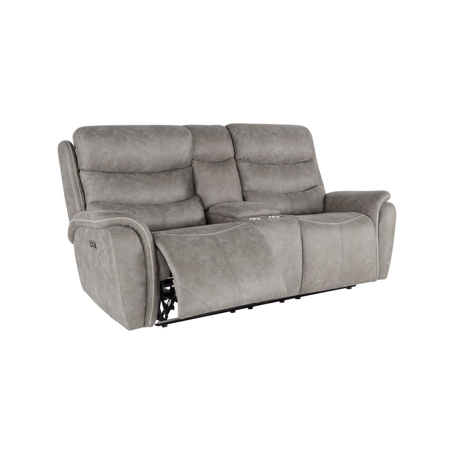 Canapé inclinable électrique Folu, 76 pouces, revêtement en tissu gris, ports USB