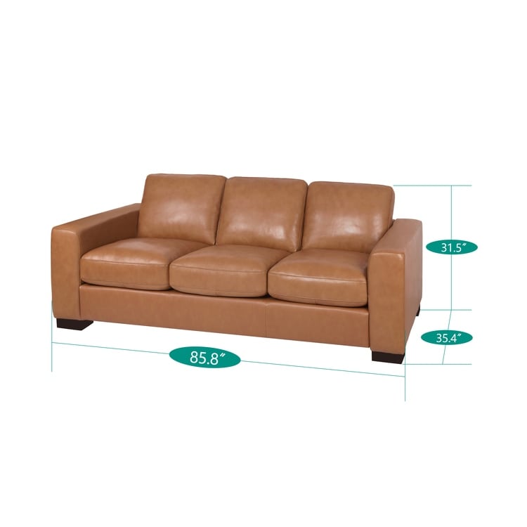 Canapé surdimensionné en cuir véritable - Confort ultime Canapé de salon milieu du siècle Canapé moderne avec pieds en blocs robustes