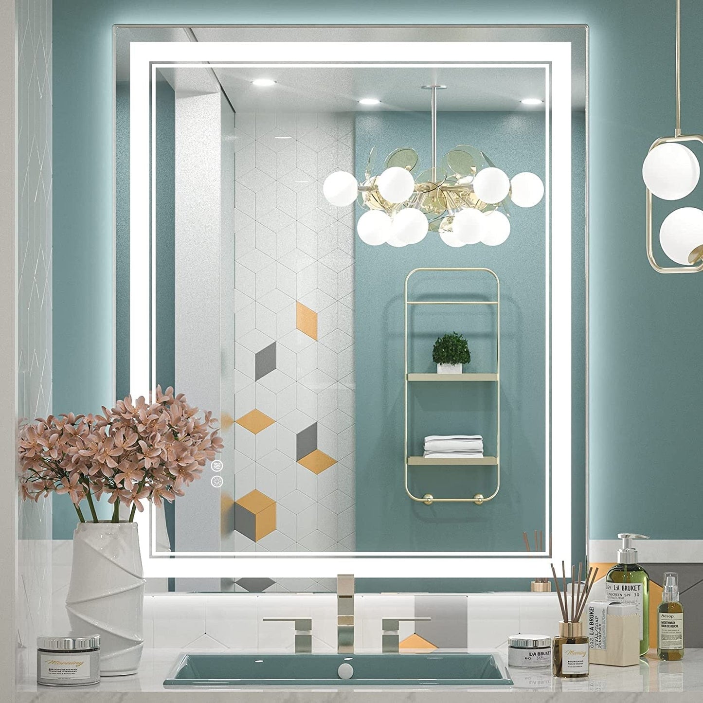 Full Size Front & Back LED Lighted Anti-fog Tempered Glass Wall Bathroom Vanity Mirror