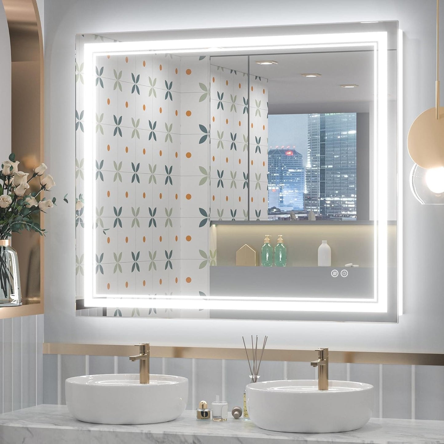 Full Size Front & Back LED Lighted Anti-fog Tempered Glass Wall Bathroom Vanity Mirror