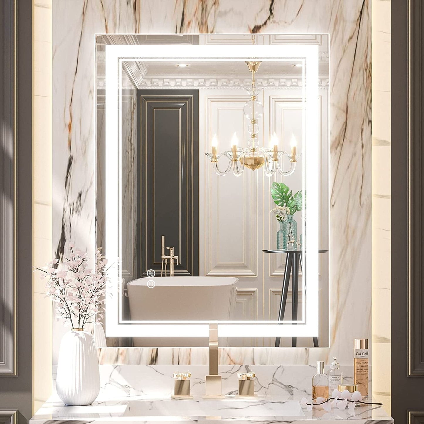Full Size Front & Back LED Lighted Anti-fog Tempered Glass Wall Bathroom Vanity Mirror
