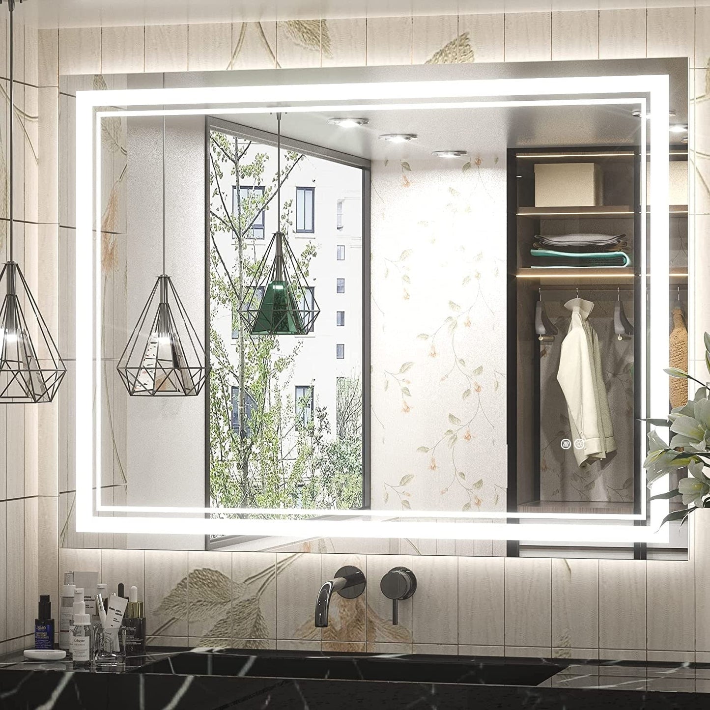 Full Size Front & Back LED Lighted Anti-fog Tempered Glass Wall Bathroom Vanity Mirror