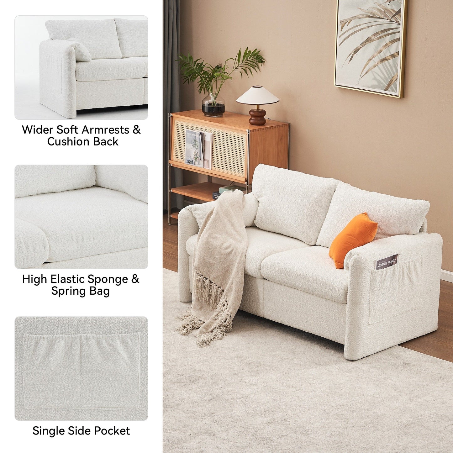 GDFStudio - Canapé Chloé confortable en chenille - Ensemble de canapés rembourrés modernes