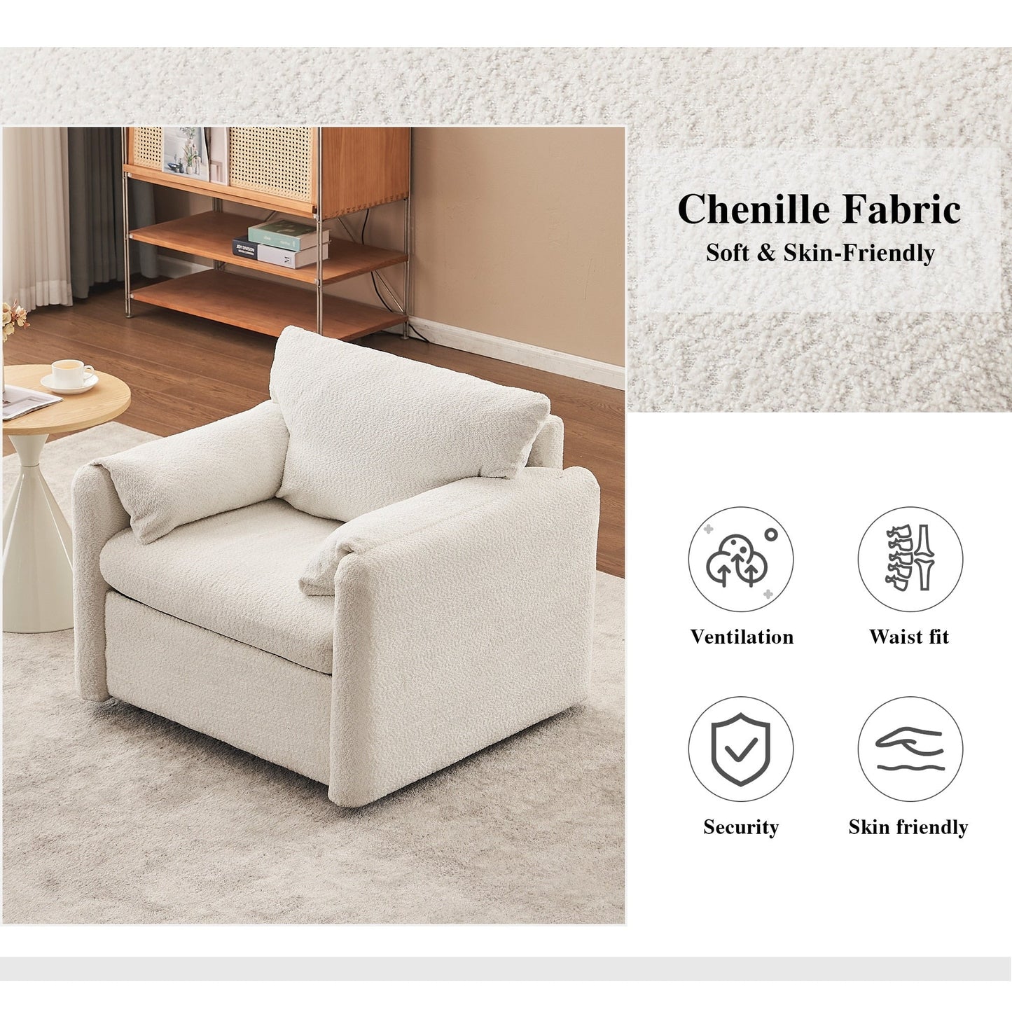 GDFStudio - Canapé Chloé confortable en chenille - Ensemble de canapés rembourrés modernes