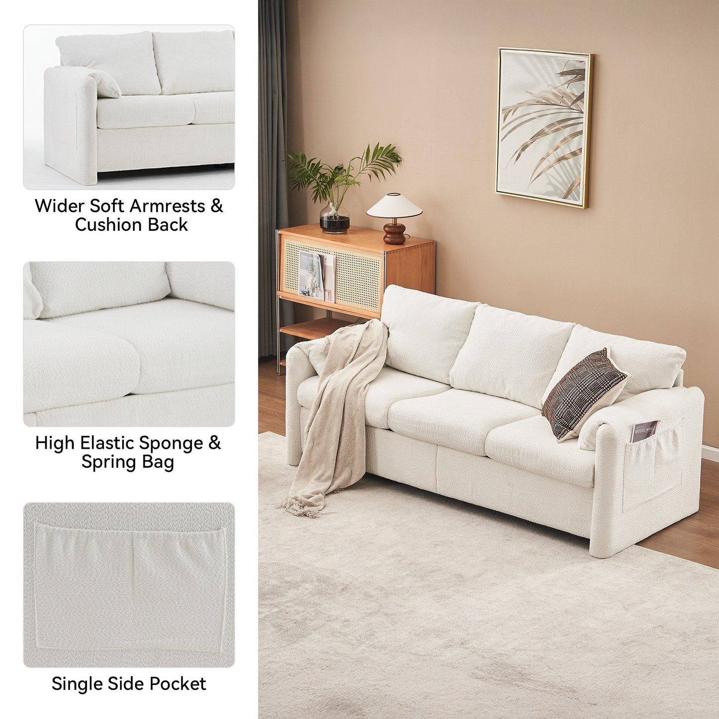 GDFStudio - Canapé Chloé confortable en chenille - Ensemble de canapés rembourrés modernes