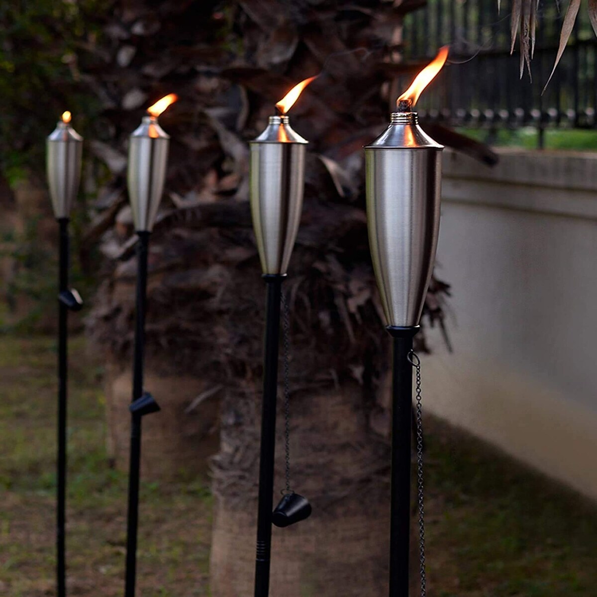 Deco Home Set of 4 Garden Tiki Torch Citronella Metal Outdoor Torch - 60inch