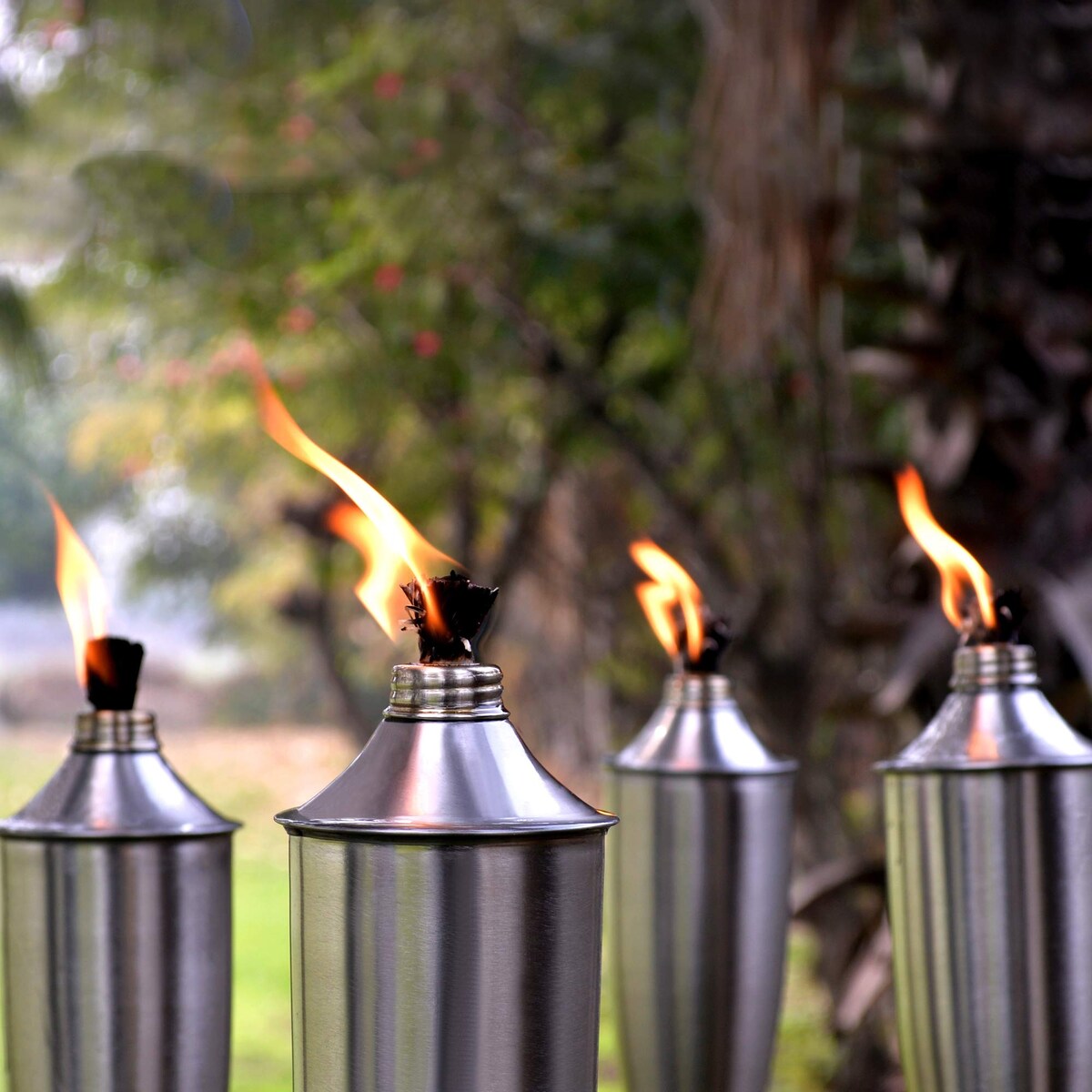 Deco Home Set of 4 Garden Tiki Torch Citronella Metal Outdoor Torch - 60inch