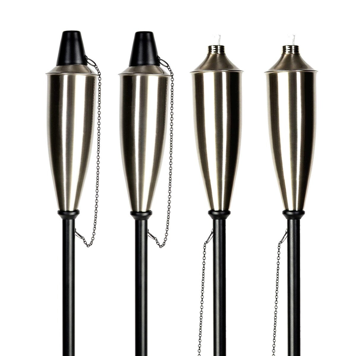 Deco Home Set of 4 Garden Tiki Torch Citronella Metal Outdoor Torch - 60inch