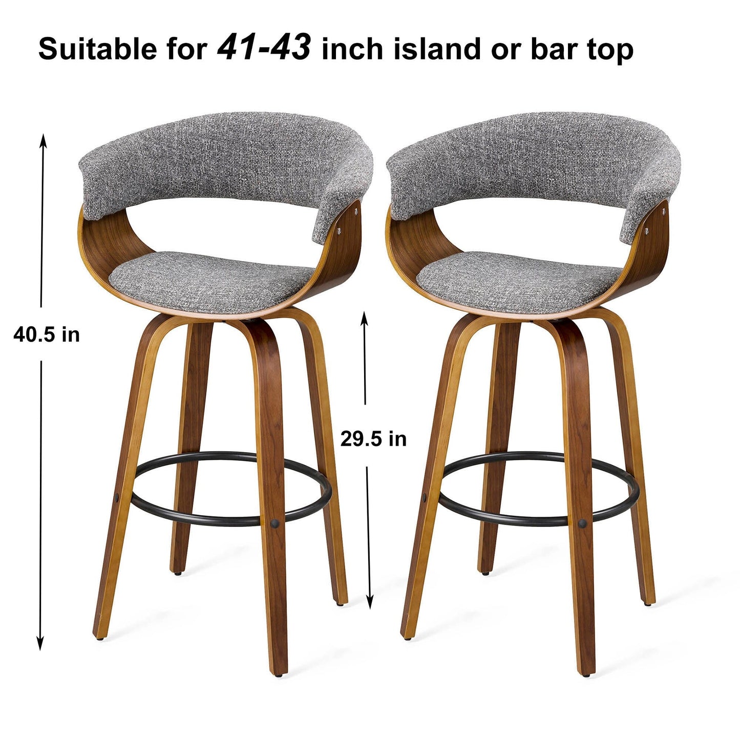 Glitzhome Set of 2 or 4 Modern Counter & Bar Height Wooden Swivel Bar Stools