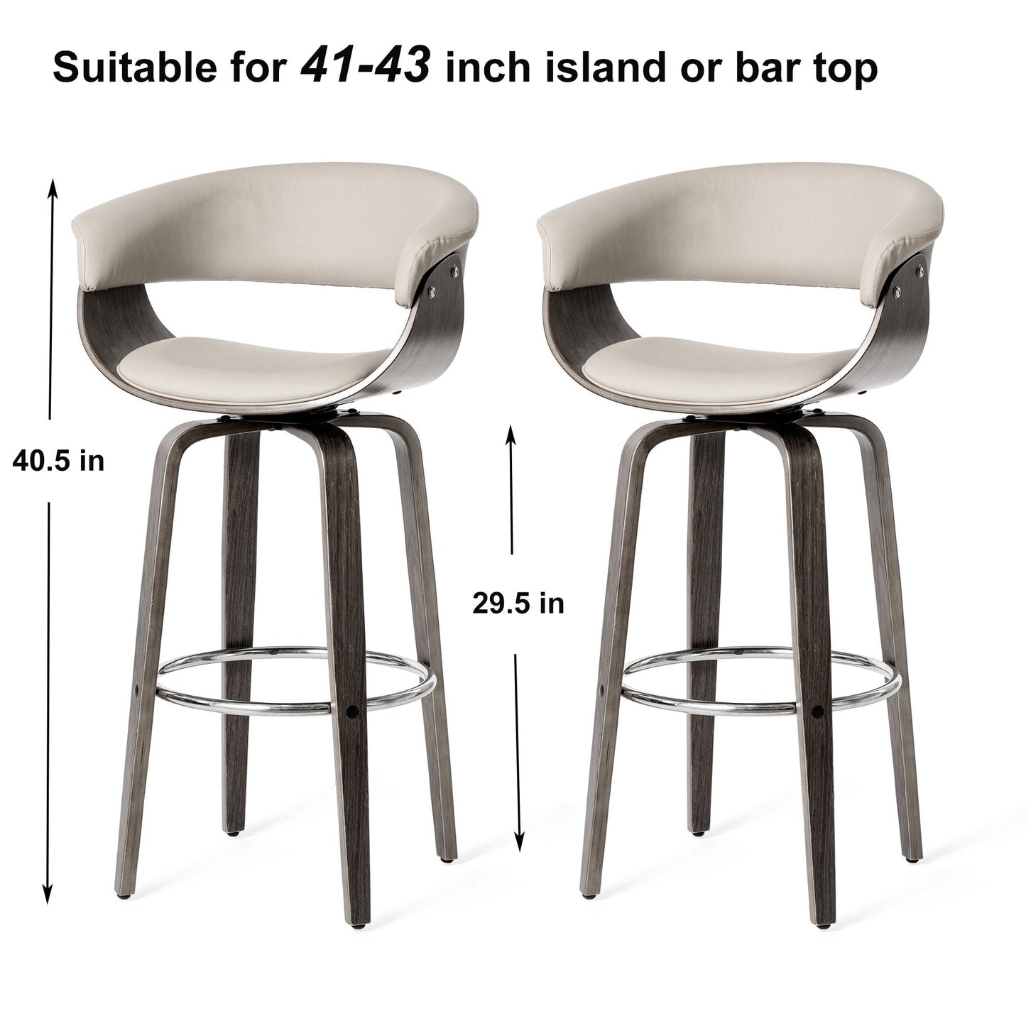 Glitzhome Set of 2 or 4 Modern Counter & Bar Height Wooden Swivel Bar Stools