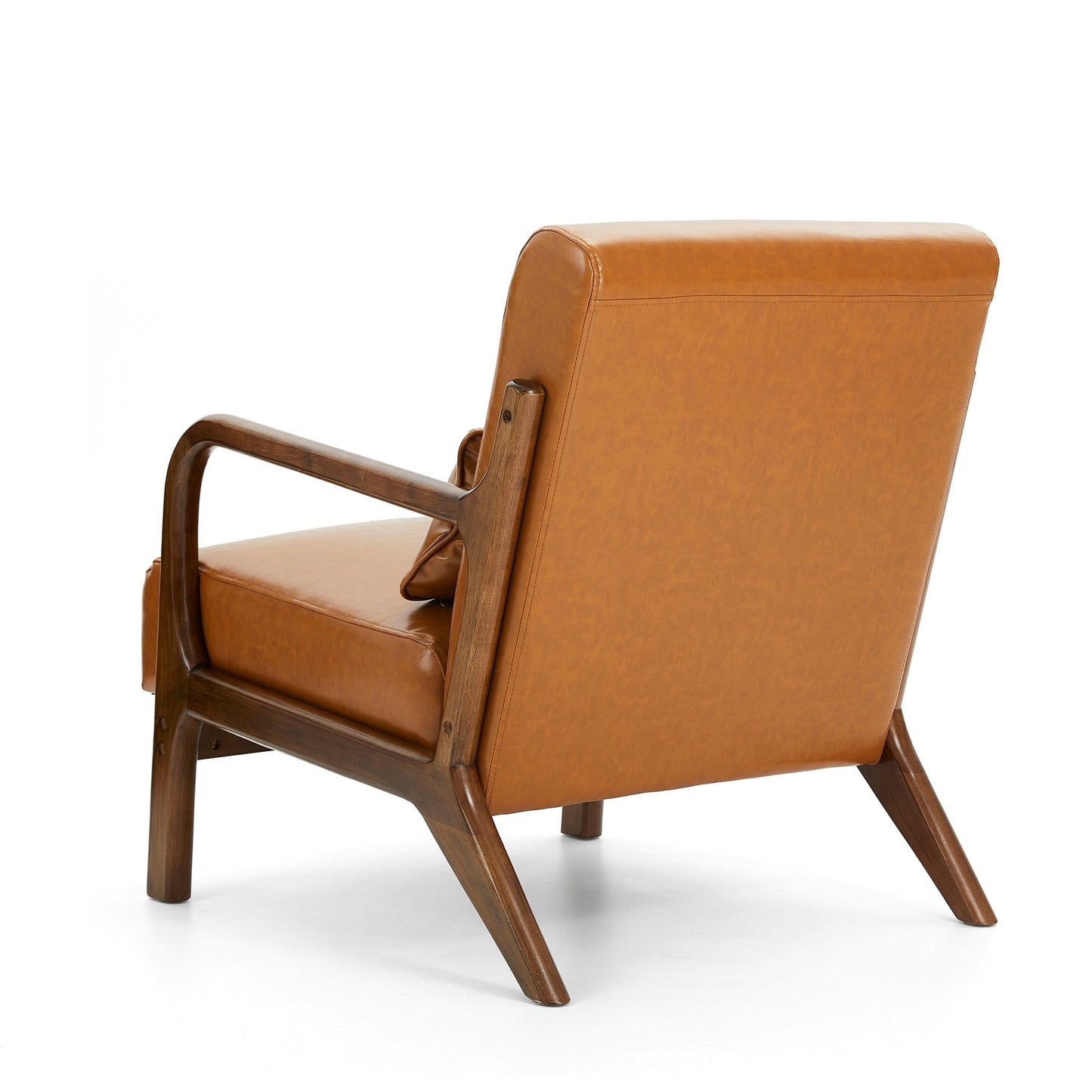 Glitzhome 30.75H Mid-Century Modern PU Leather Armchair Accent Chair with Pillow - 25.75W x 33.75D x 30.75H