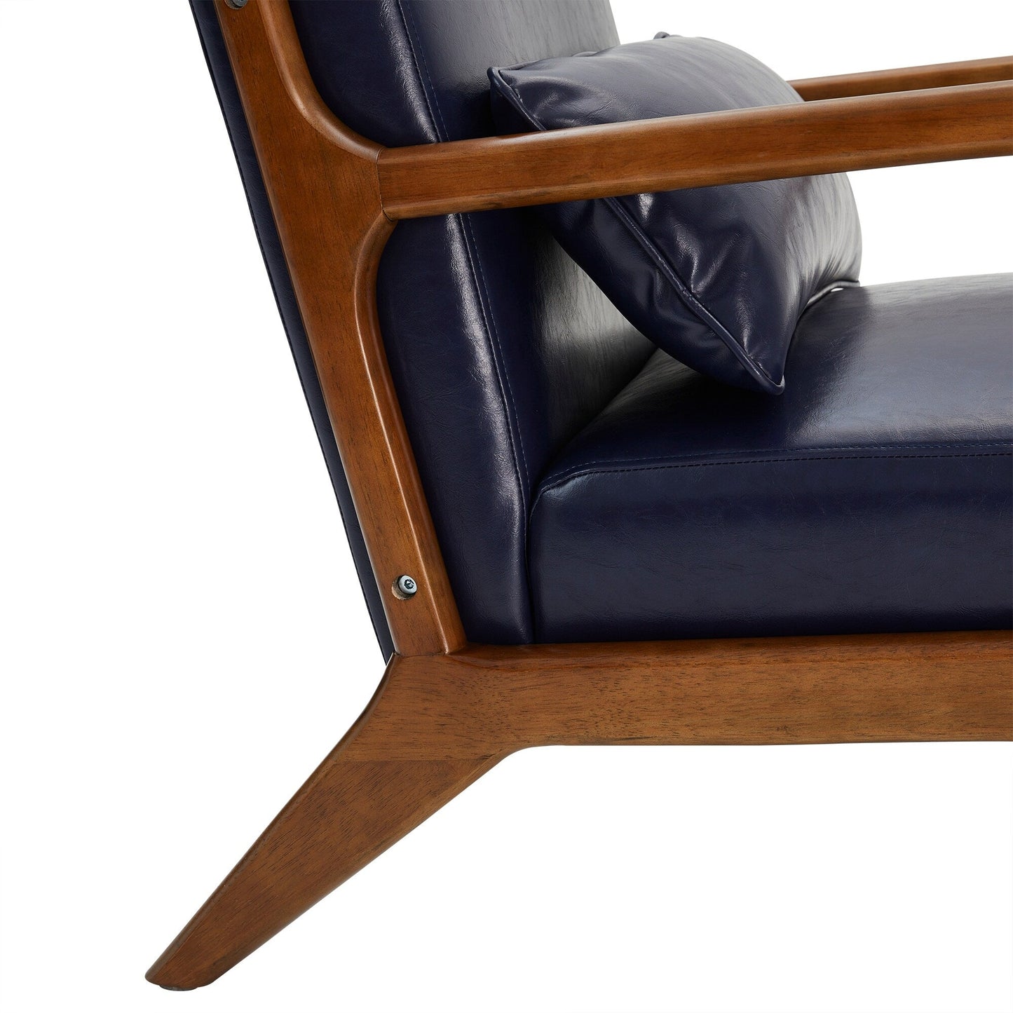 Glitzhome 30.75H Mid-Century Modern PU Leather Armchair Accent Chair with Pillow - 25.75W x 33.75D x 30.75H