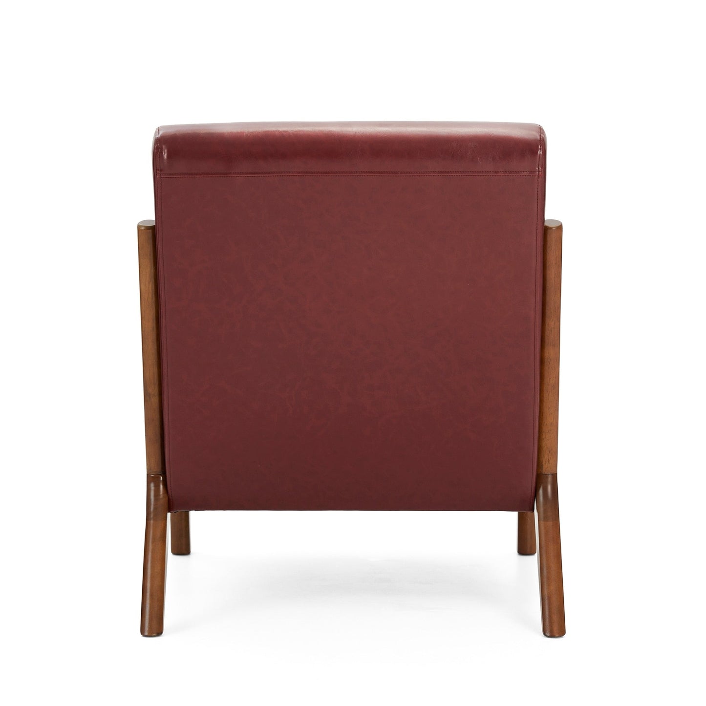 Glitzhome 30.75H Mid-Century Modern PU Leather Armchair Accent Chair with Pillow - 25.75W x 33.75D x 30.75H