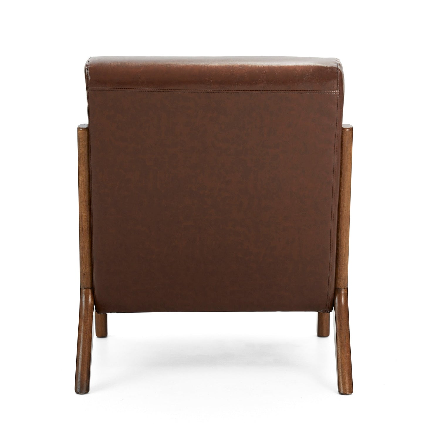 Glitzhome 30.75H Mid-Century Modern PU Leather Armchair Accent Chair with Pillow - 25.75W x 33.75D x 30.75H