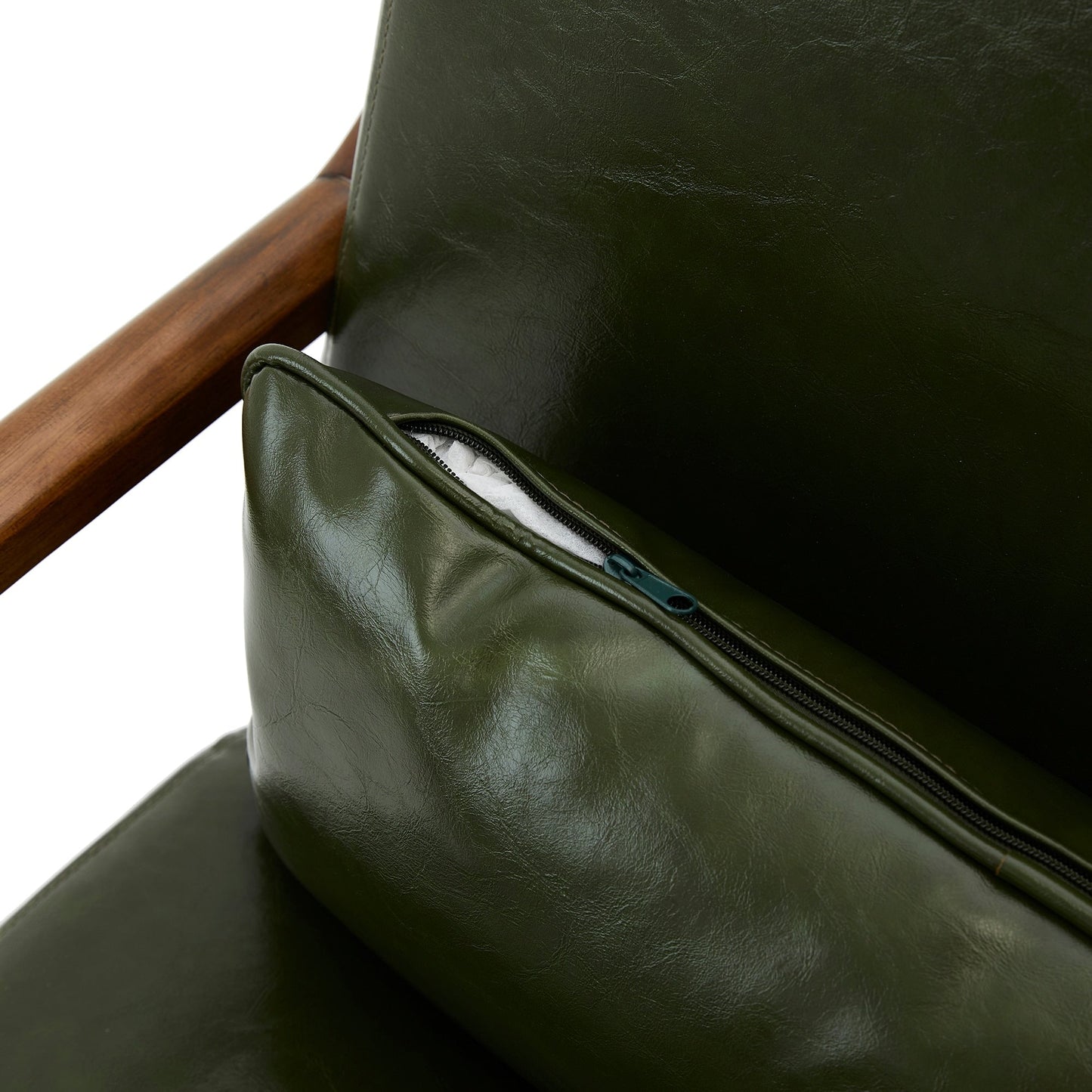 Glitzhome 30.75H Mid-Century Modern PU Leather Armchair Accent Chair with Pillow - 25.75W x 33.75D x 30.75H