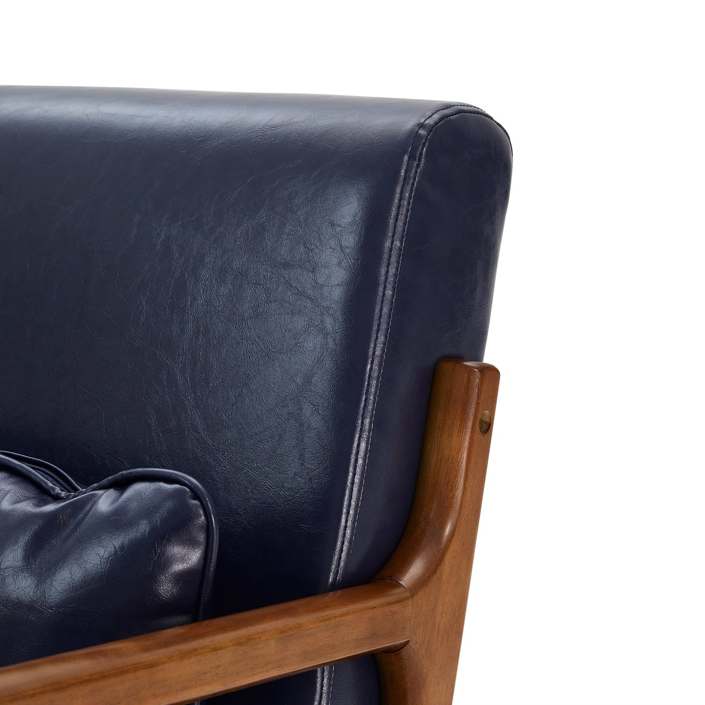 Glitzhome 30.75H Mid-Century Modern PU Leather Armchair Accent Chair with Pillow - 25.75W x 33.75D x 30.75H
