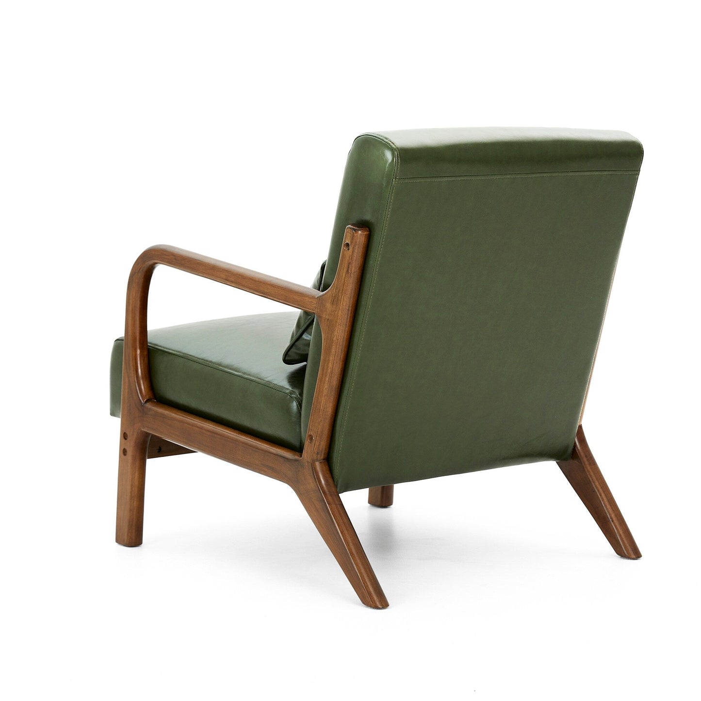 Glitzhome 30.75H Mid-Century Modern PU Leather Armchair Accent Chair with Pillow - 25.75W x 33.75D x 30.75H