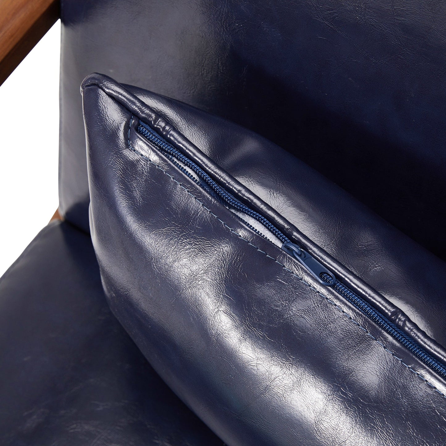 Glitzhome 30.75H Mid-Century Modern PU Leather Armchair Accent Chair with Pillow - 25.75W x 33.75D x 30.75H