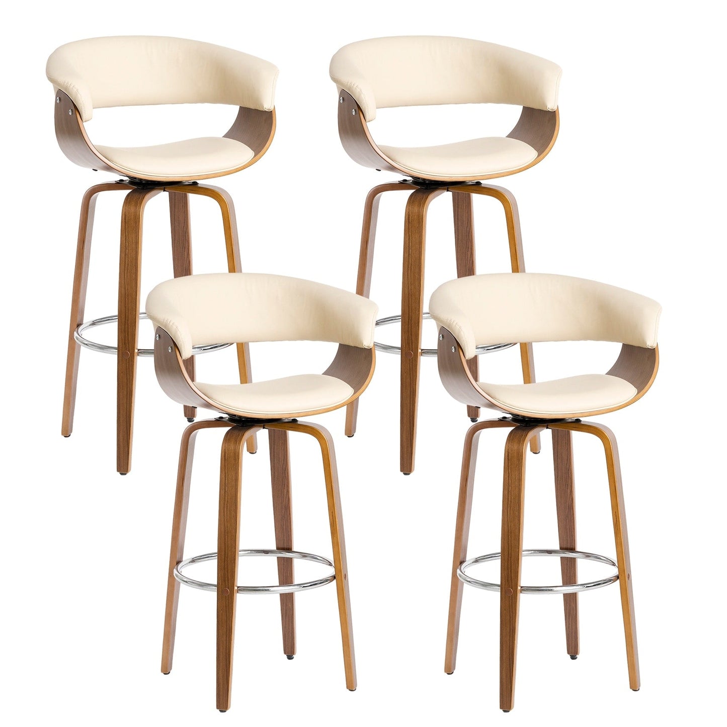 Glitzhome Set of 2 or 4 Modern Counter & Bar Height Wooden Swivel Bar Stools