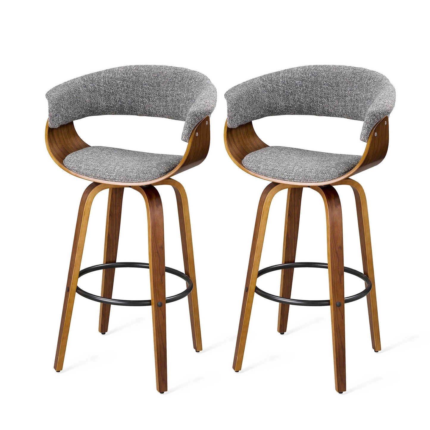 Glitzhome Set of 2 or 4 Modern Counter & Bar Height Wooden Swivel Bar Stools