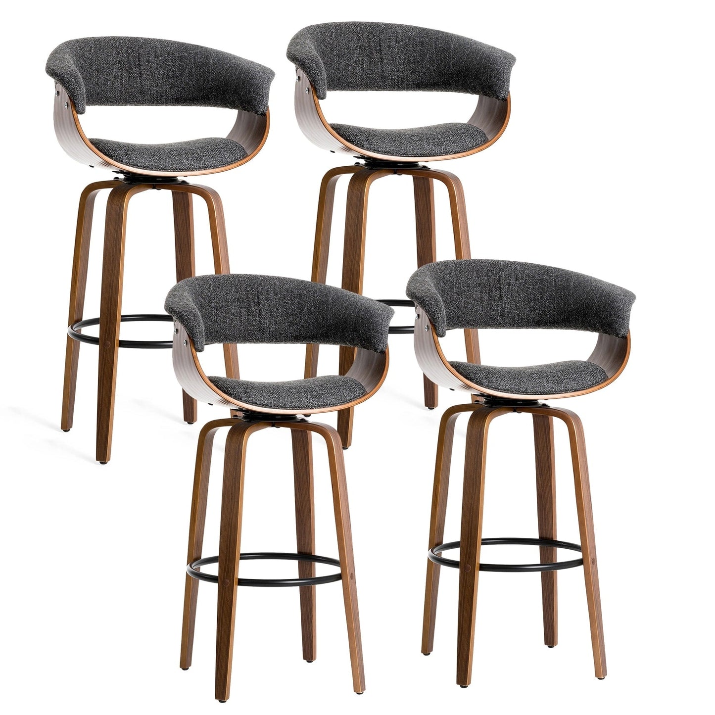 Glitzhome Set of 2 or 4 Modern Counter & Bar Height Wooden Swivel Bar Stools