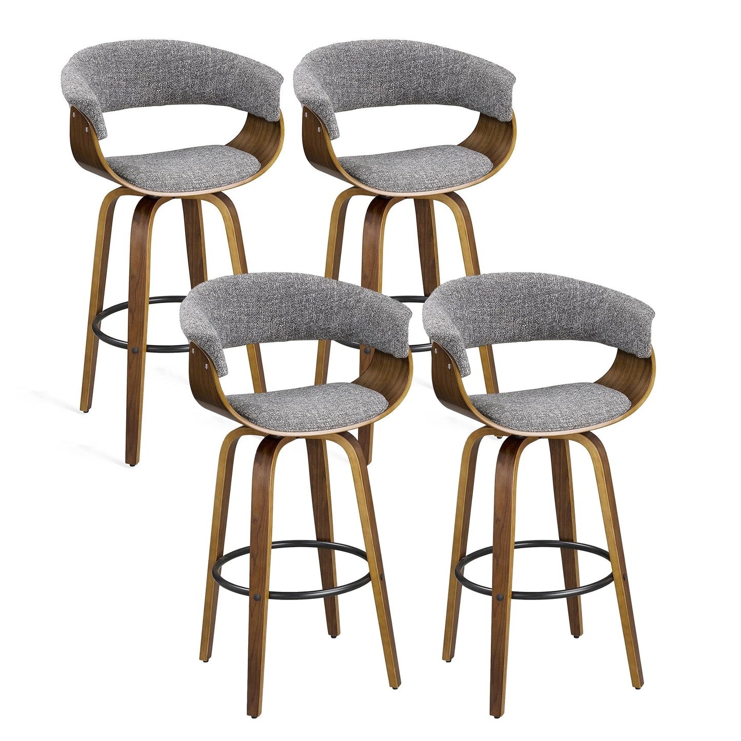 Glitzhome Set of 2 or 4 Modern Counter & Bar Height Wooden Swivel Bar Stools