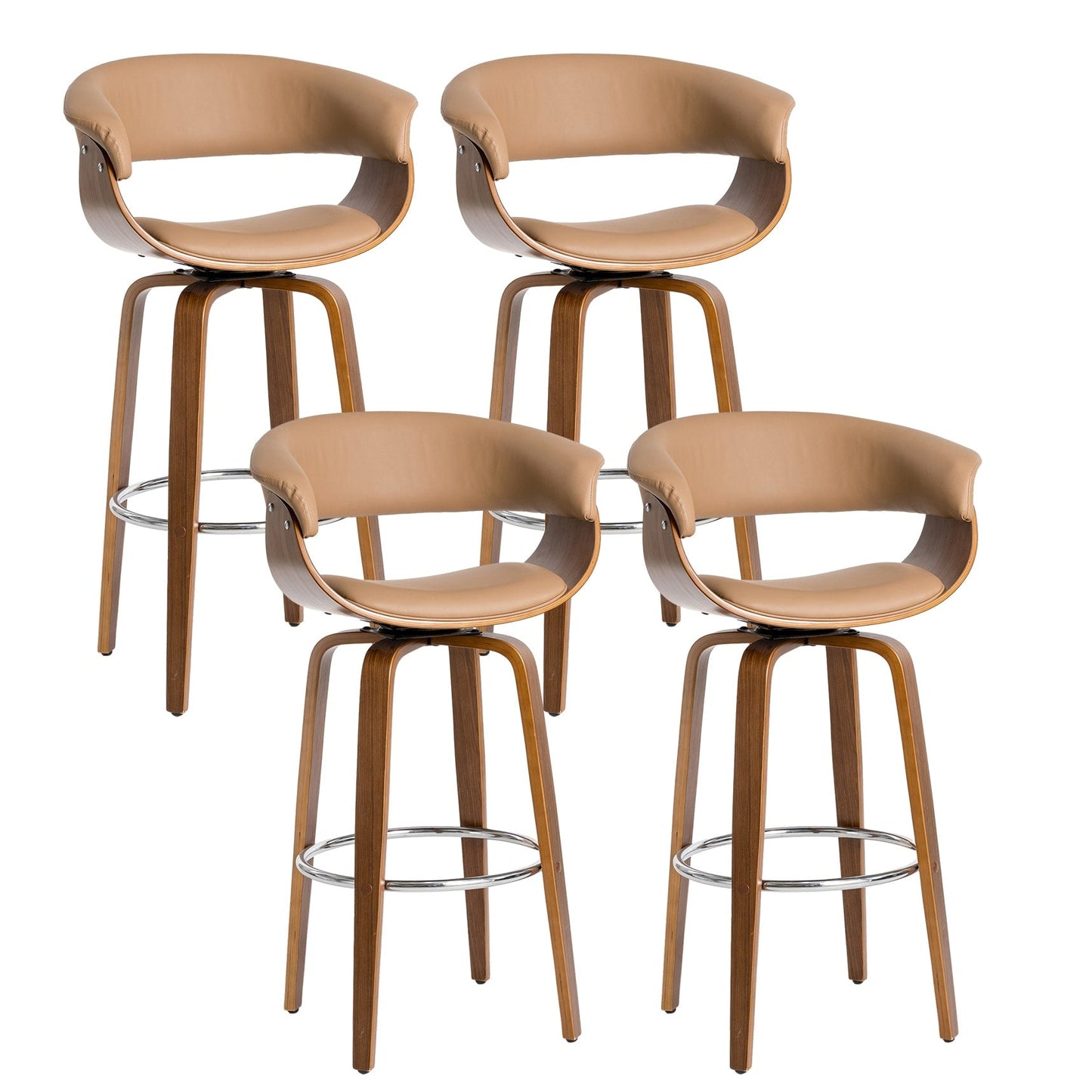 Glitzhome Set of 2 or 4 Modern Counter & Bar Height Wooden Swivel Bar Stools
