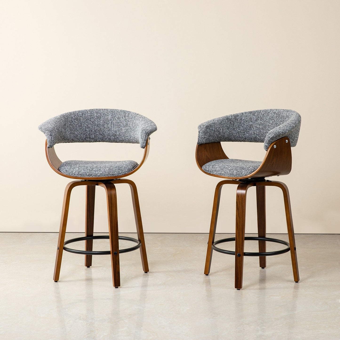 Glitzhome Set of 2 or 4 Modern Counter & Bar Height Wooden Swivel Bar Stools