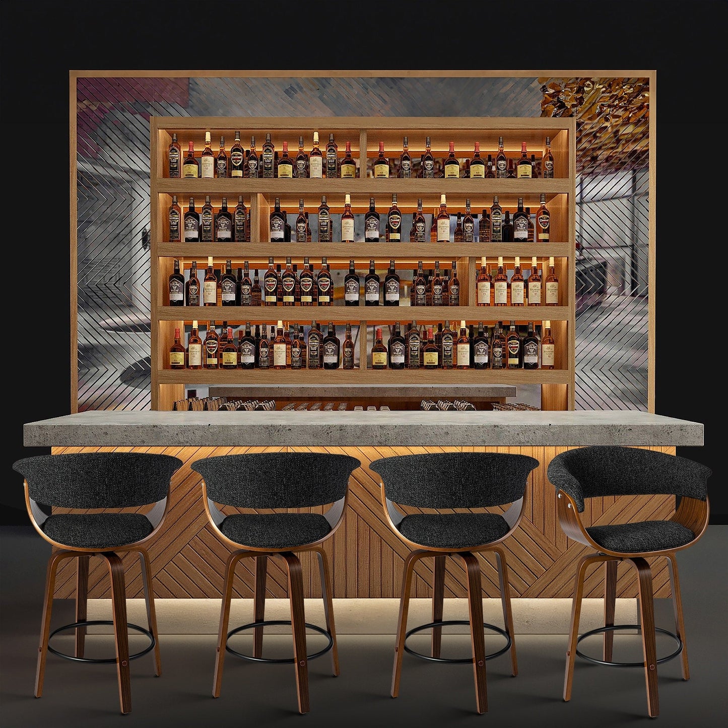 Glitzhome Set of 2 or 4 Modern Counter & Bar Height Wooden Swivel Bar Stools