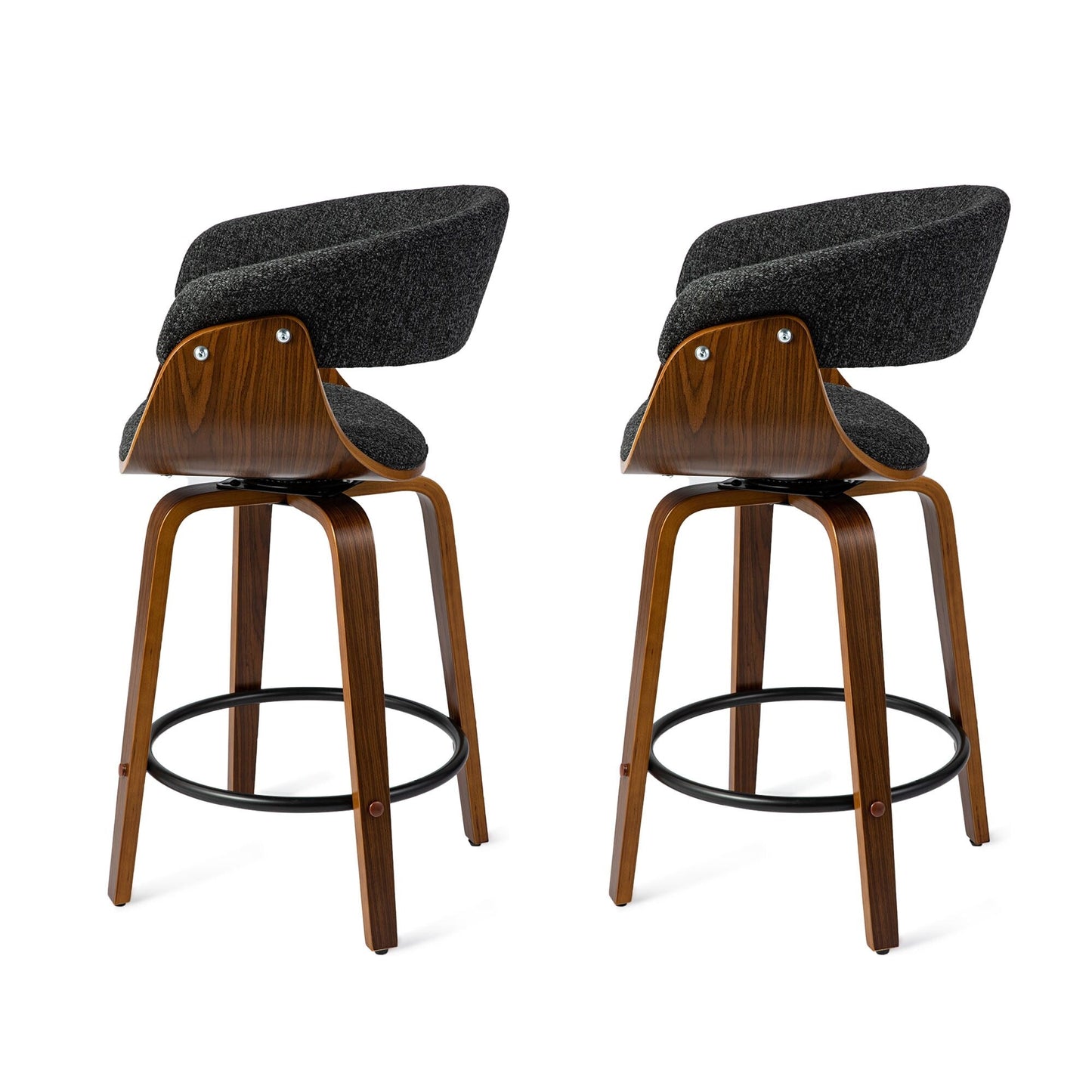 Glitzhome Set of 2 or 4 Modern Counter & Bar Height Wooden Swivel Bar Stools