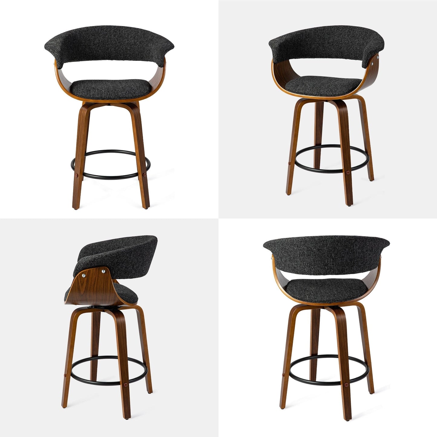 Glitzhome Set of 2 or 4 Modern Counter & Bar Height Wooden Swivel Bar Stools