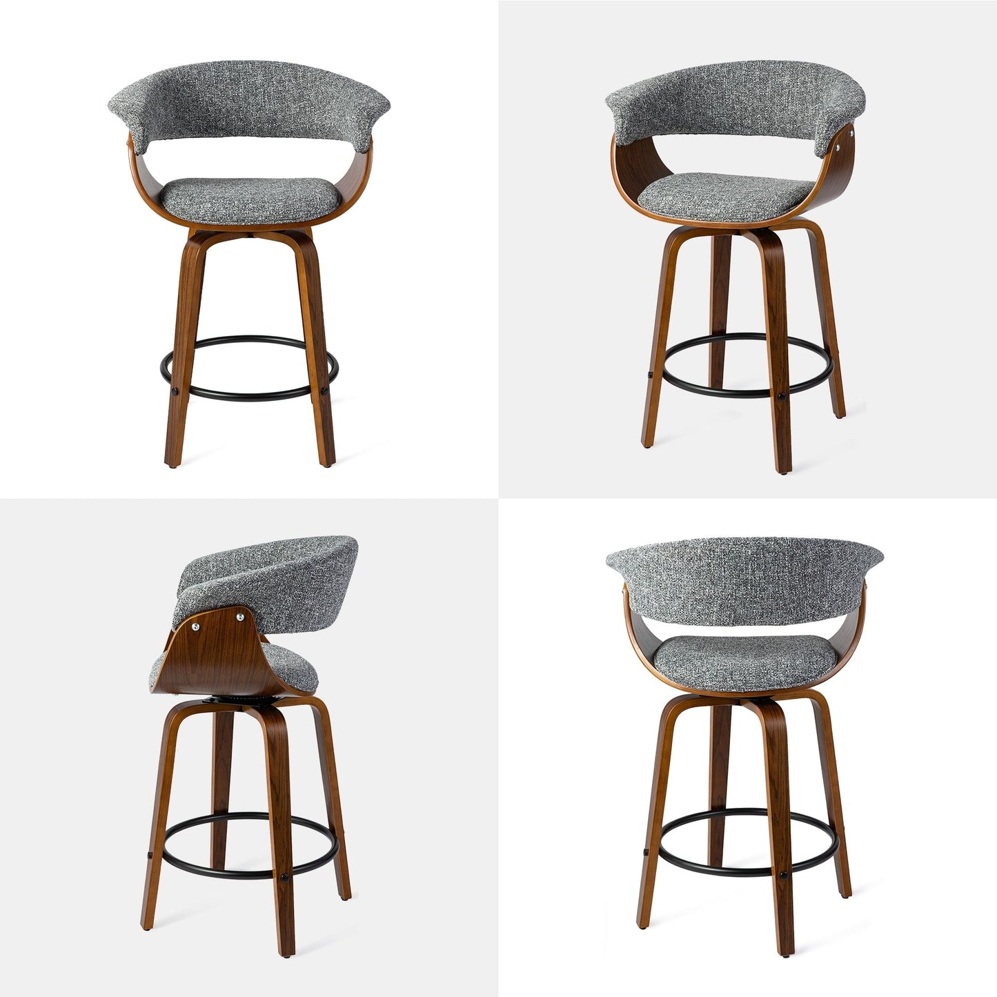 Glitzhome Set of 2 or 4 Modern Counter & Bar Height Wooden Swivel Bar Stools