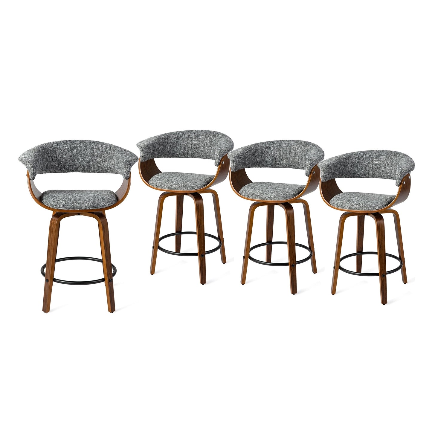 Glitzhome Set of 2 or 4 Modern Counter & Bar Height Wooden Swivel Bar Stools
