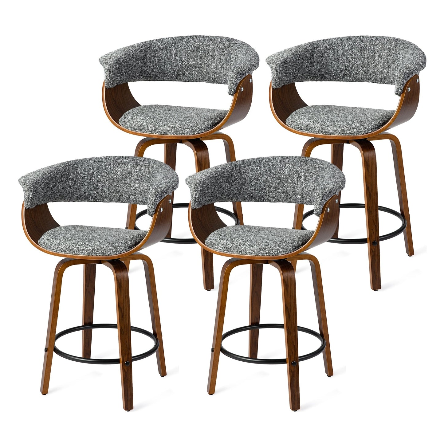 Glitzhome Set of 2 or 4 Modern Counter & Bar Height Wooden Swivel Bar Stools
