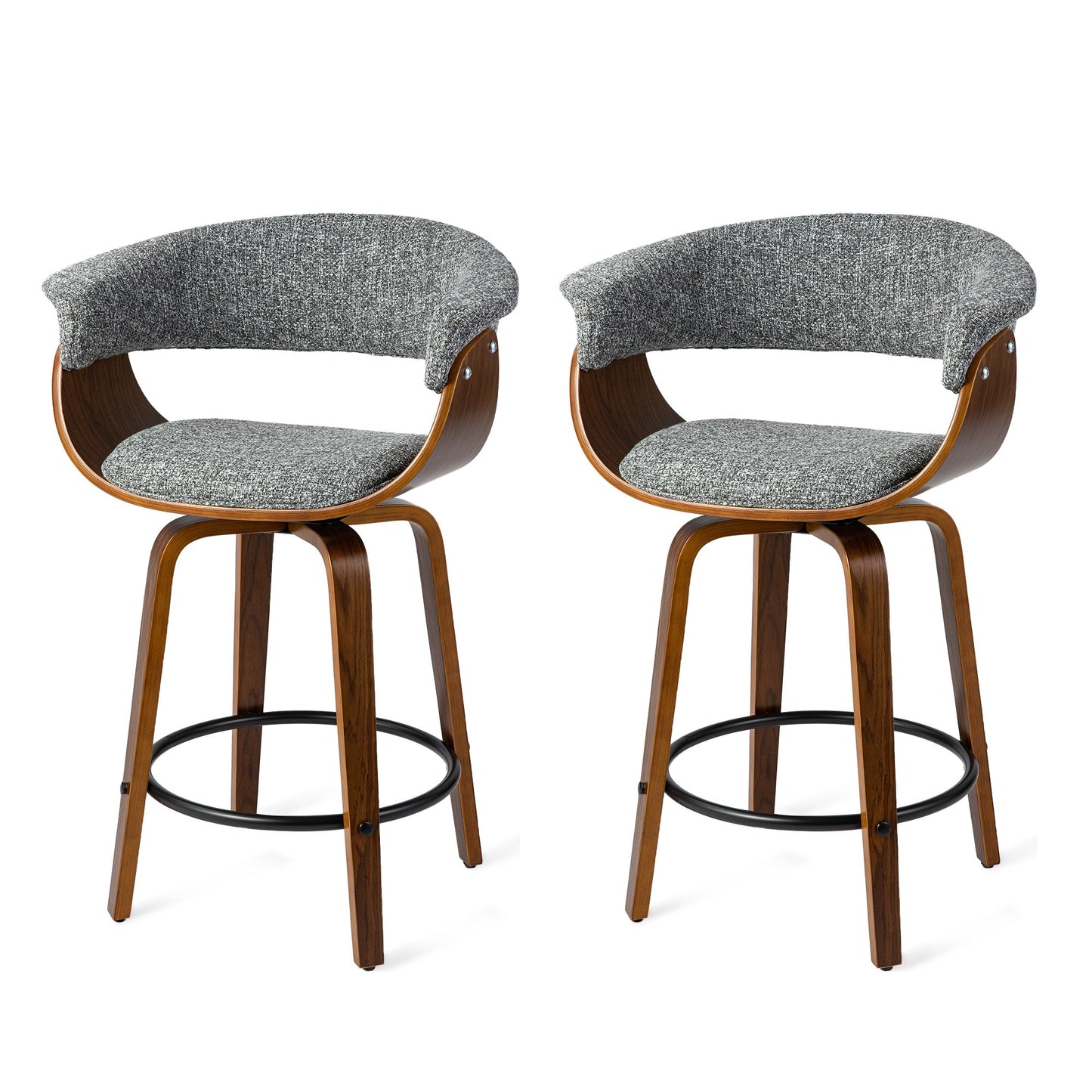 Glitzhome Set of 2 or 4 Modern Counter & Bar Height Wooden Swivel Bar Stools