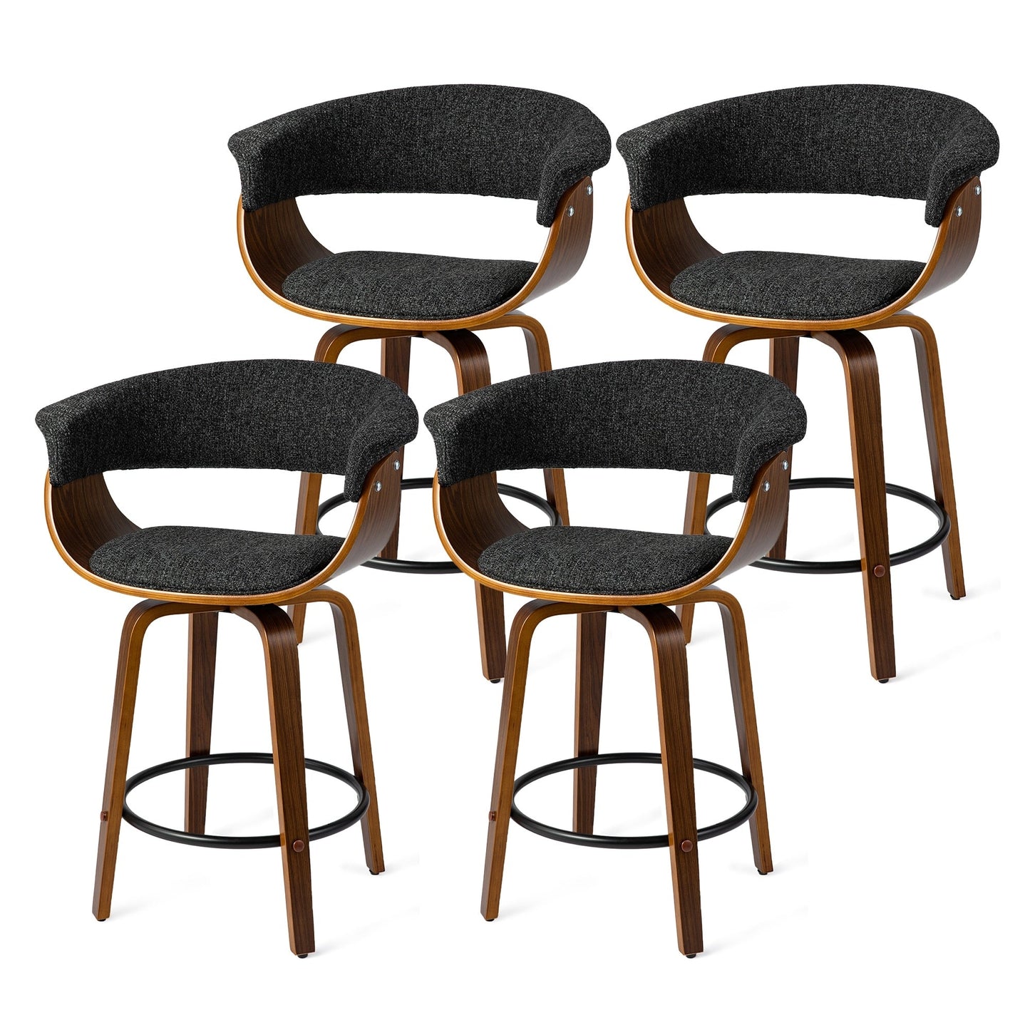 Glitzhome Set of 2 or 4 Modern Counter & Bar Height Wooden Swivel Bar Stools