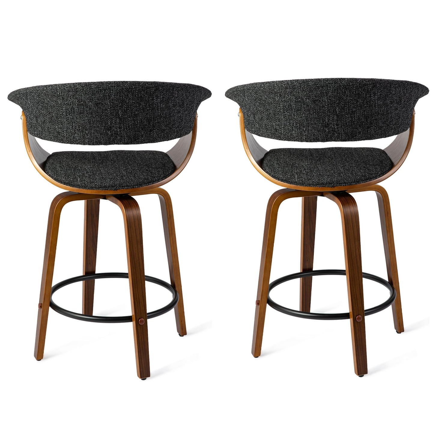 Glitzhome Set of 2 or 4 Modern Counter & Bar Height Wooden Swivel Bar Stools