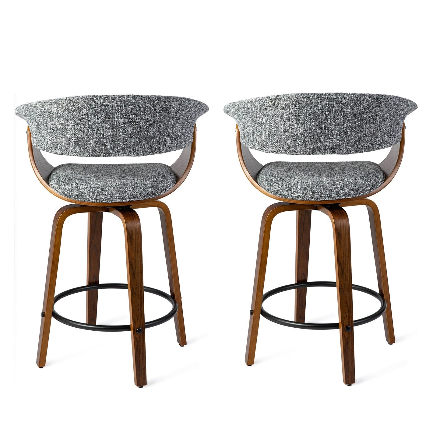 Glitzhome Set of 2 or 4 Modern Counter & Bar Height Wooden Swivel Bar Stools