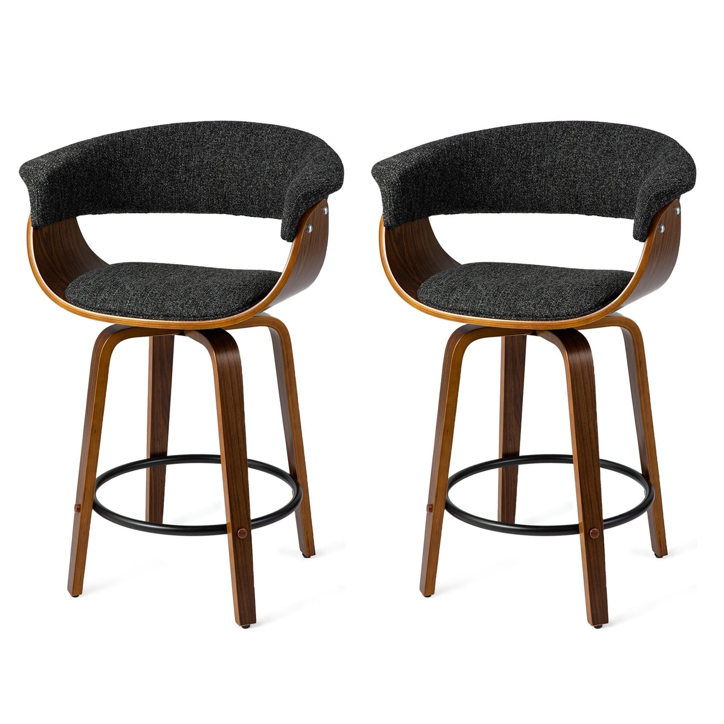 Glitzhome Set of 2 or 4 Modern Counter & Bar Height Wooden Swivel Bar Stools