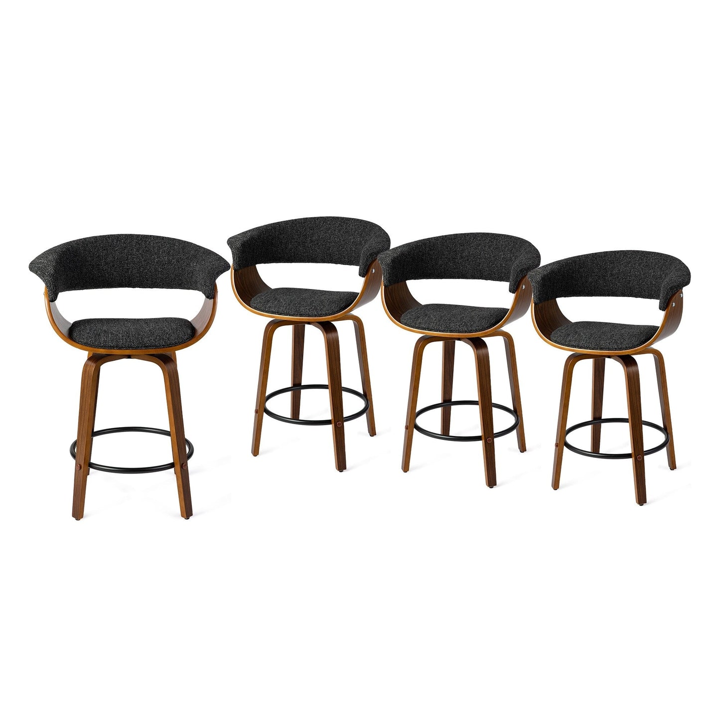 Glitzhome Set of 2 or 4 Modern Counter & Bar Height Wooden Swivel Bar Stools