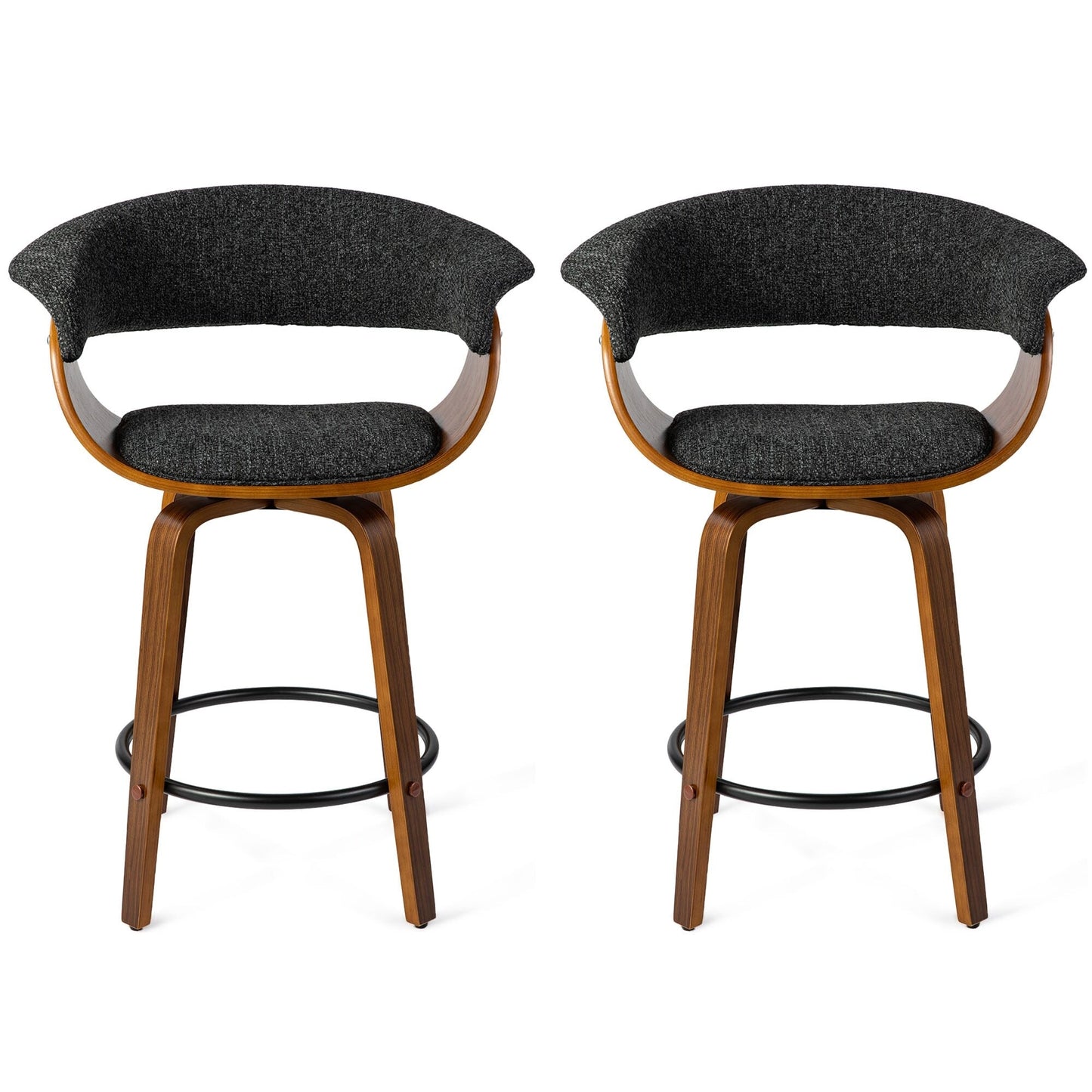 Glitzhome Set of 2 or 4 Modern Counter & Bar Height Wooden Swivel Bar Stools