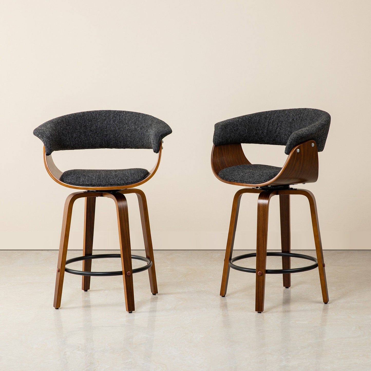 Glitzhome Set of 2 or 4 Modern Counter & Bar Height Wooden Swivel Bar Stools