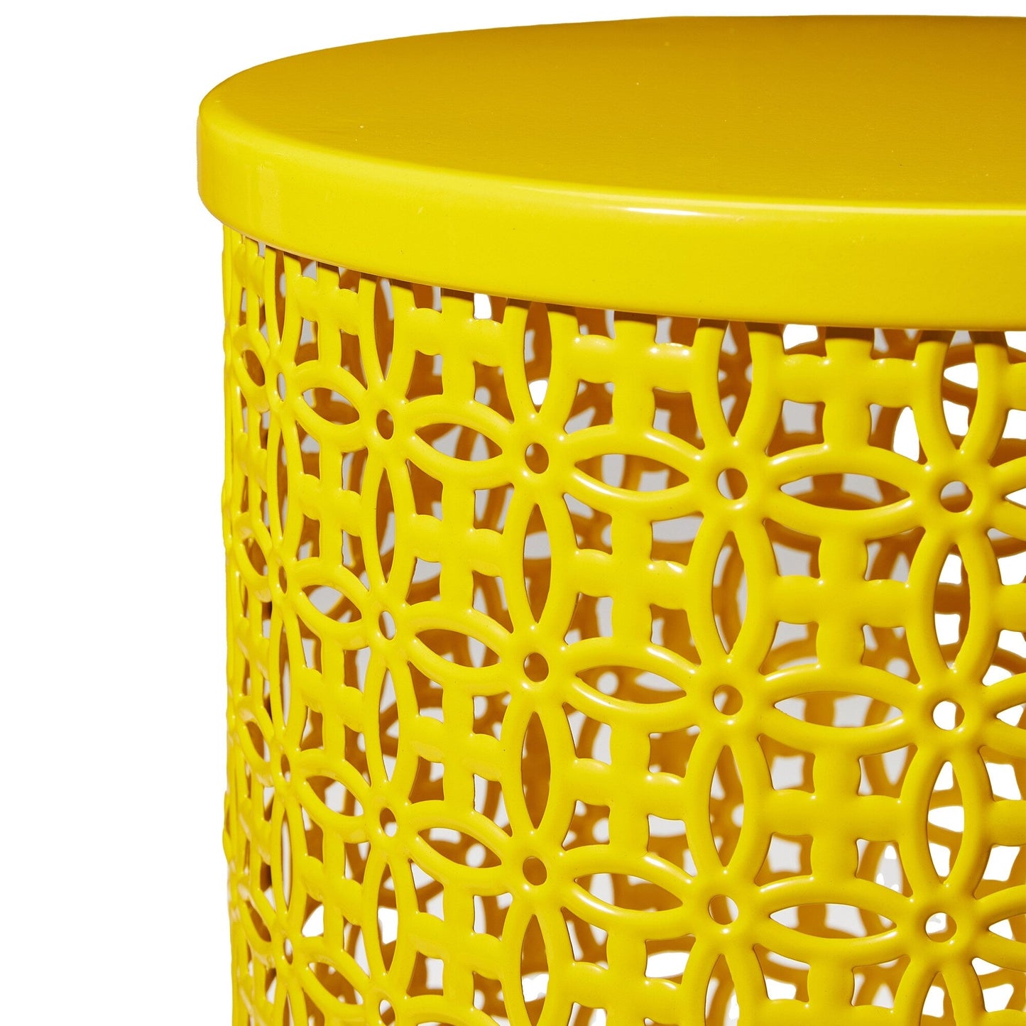 Glitzhome Set of 2 19.25H & 16.5H Multi-functional Metal Outdoor Table Garden Stool
