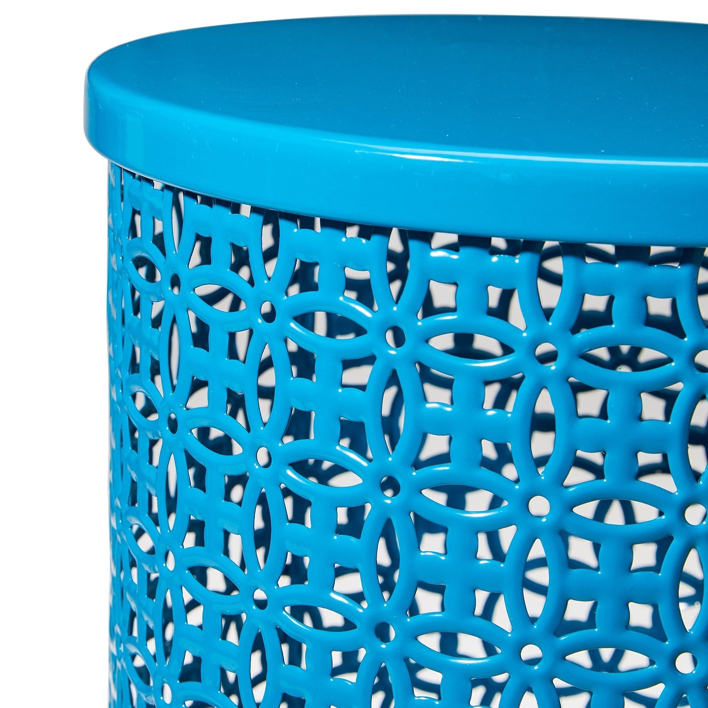 Glitzhome Set of 2 19.25H & 16.5H Multi-functional Metal Outdoor Table Garden Stool