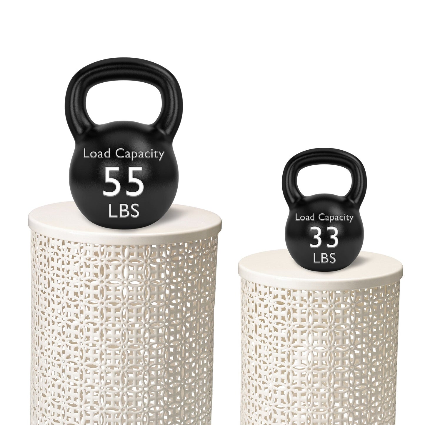 Glitzhome Set of 2 19.25H & 16.5H Multi-functional Metal Outdoor Table Garden Stool