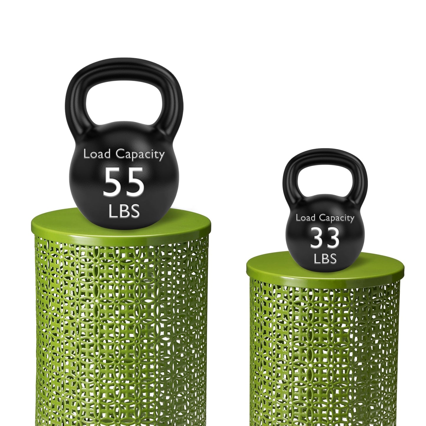 Glitzhome Set of 2 19.25H & 16.5H Multi-functional Metal Outdoor Table Garden Stool