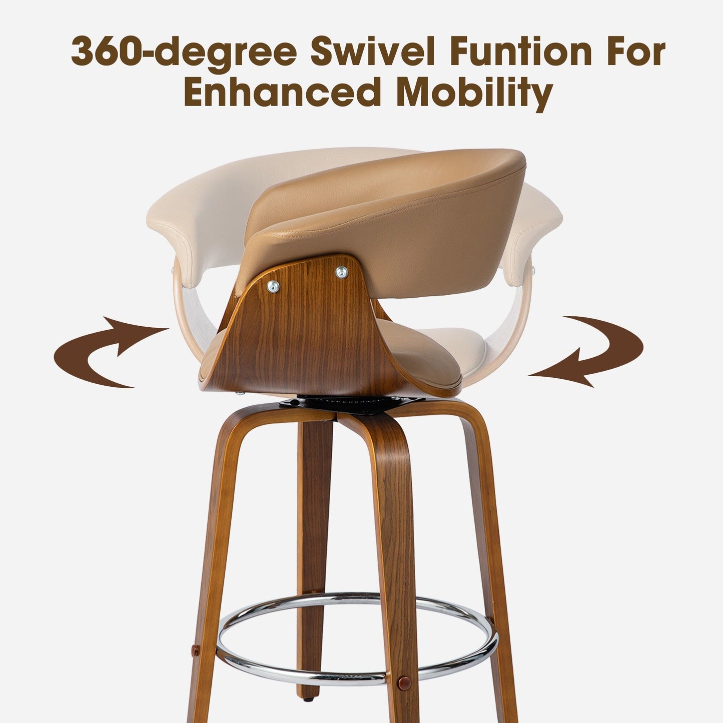 Glitzhome Set of 2 or 4 Modern Counter & Bar Height Wooden Swivel Bar Stools